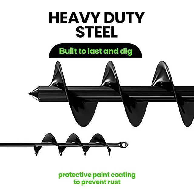 Alt view image 4 of 7 - Auger Drill Bit for Planting 2 Pack 1.6 x 16 Inch & 3.5 x 16 Inch Set Garden Spiral Hole and Bulb Planter Tool for Umbrella Holes - Compatible with 3/8 Inch Hex Drive