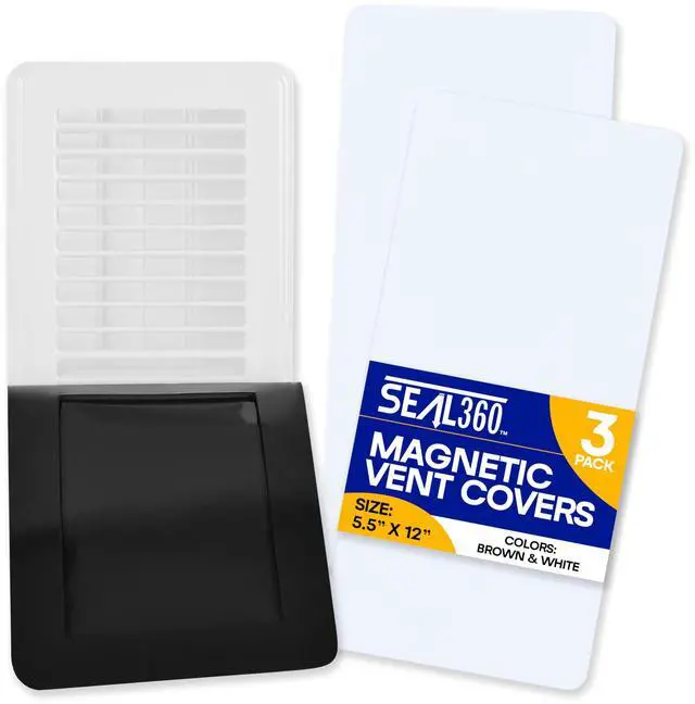 Main image of Magnetic Vent Covers (3-Pack), Pockets for Complete Seal, 5.5" X 12" (White) for Floor, Wall, or Ceiling Vents and Air Registers, for RV, Home HVAC and AC Vents, Vent Not Included