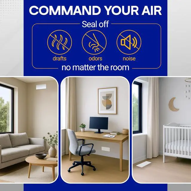 Alt view image 2 of 7 - Magnetic Vent Covers (3-Pack), Pockets for Complete Seal, 5.5" X 12" (White) for Floor, Wall, or Ceiling Vents and Air Registers, for RV, Home HVAC and AC Vents, Vent Not Included