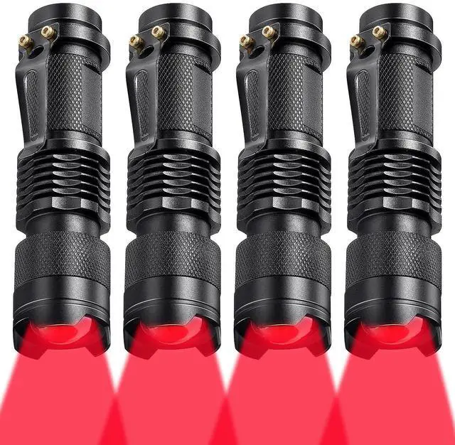 Main image of Red Light Flashlight LED Single Mode Torch 1 Mode Scalable Red Lens Filter Flashlight for Night Astronomy Aviations Observation Beach Safe(4 Pieces)