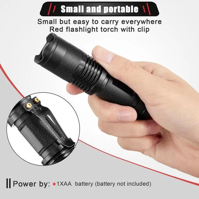 Alt view image 3 of 6 - Red Light Flashlight LED Single Mode Torch 1 Mode Scalable Red Lens Filter Flashlight for Night Astronomy Aviations Observation Beach Safe(4 Pieces)