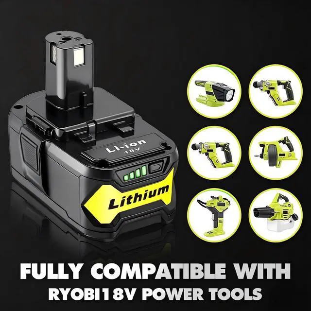 Alt view image 6 of 7 - 2Pack Upgrade 108000mWh High Capacity Replacement for Ryobi 18V Battery Compatible with Ryobi 18V ONE+ System Cordless Power Tools and Charger