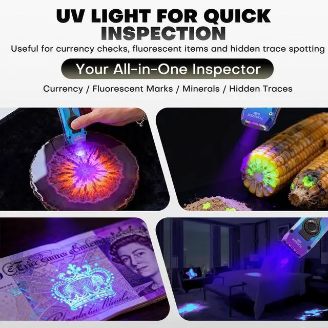 Alt view image 4 of 7 - UV Flat EDC Flashlight Rechargeable 1800 High Lumens Pocket Light with RGB,Magnetic Base Small Flashlights with Dual Switch,Stepless Dimming,USB-C Waterproof Work Flash Light for Work,Home,Emergencies