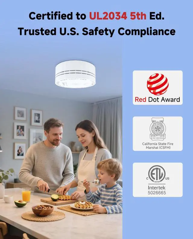 Alt view image 2 of 7 - Carbon Monoxide Detectors, Nano-Sized Portable CO Alarm Battery Powered, UL 2034 5th Certified, 10-Year Battery Figaro Sensor, 85 dB, Test Button, Small CO Detector for Home Travel Vehicle RV
