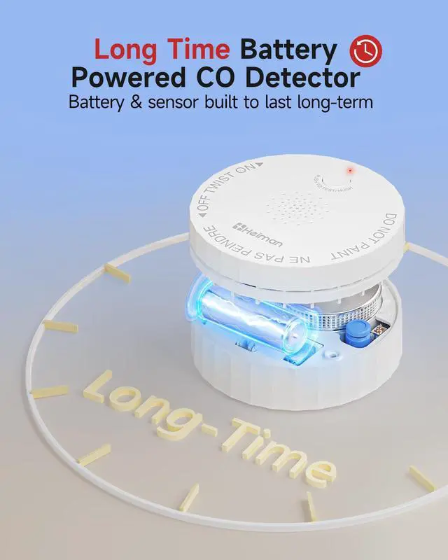 Alt view image 3 of 7 - Carbon Monoxide Detectors, Nano-Sized Portable CO Alarm Battery Powered, UL 2034 5th Certified, 10-Year Battery Figaro Sensor, 85 dB, Test Button, Small CO Detector for Home Travel Vehicle RV