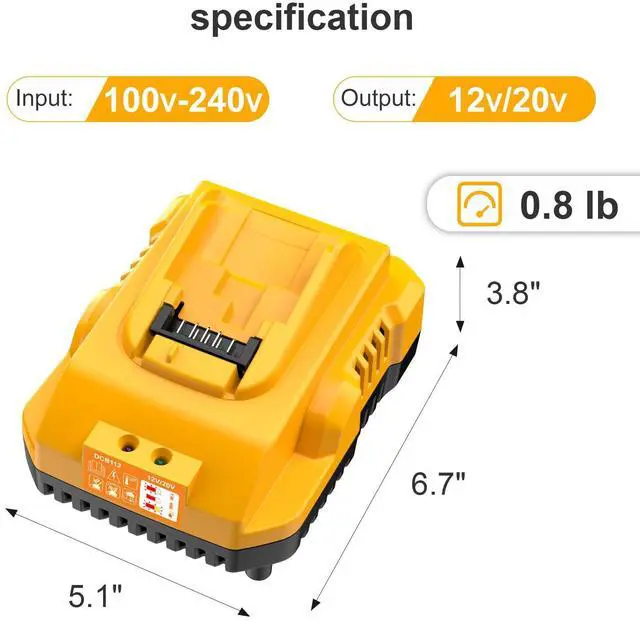 Alt view image 4 of 7 - 20v Max Battery Replacement for Dewalt Battery 5.0Ah with DCB112 Battery Charger Station for DCB200 DCB120
