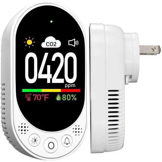 Main image of Plug in CO2 Detector Wall, 3-in-1 Air Quality Monitor CO2 Alarm, Digital Display CO2 Monitor, Household Temp Humidity Meter, Real-Time CO2 Level Sensor Alert for Home Office School Garage