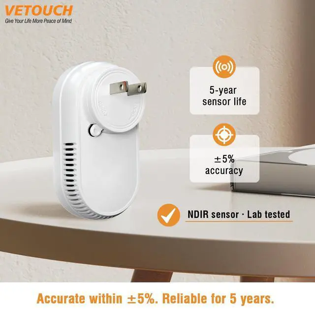 Alt view image 5 of 7 - Plug in CO2 Detector Wall, 3-in-1 Air Quality Monitor CO2 Alarm, Digital Display CO2 Monitor, Household Temp Humidity Meter, Real-Time CO2 Level Sensor Alert for Home Office School Garage