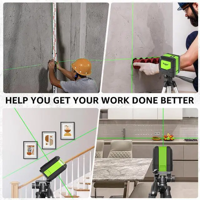 Alt view image 4 of 7 - Laser Level, 100Ft Self Leveling Green Cross Line Laser for Picture Hanging, Tile, Decoration & DIY Construction 360° Magnetic Base & AA Battery, Indoor Use