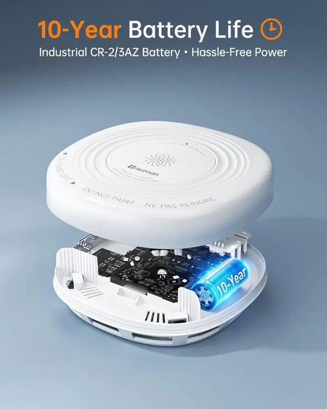 Alt view image 4 of 6 - Smoke Detector 10 Year Battery, photoelectric Smoke Alarm | ETL listed to UL 217 10th Ed. & CAN/ULC S531 5th Ed., 10-Year Sealed Battery, EOL alert, photoelectric, 85dB