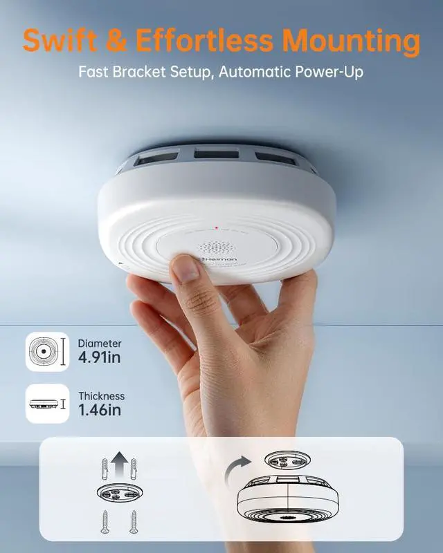 Alt view image 5 of 6 - Smoke Detector 10 Year Battery, photoelectric Smoke Alarm | ETL listed to UL 217 10th Ed. & CAN/ULC S531 5th Ed., 10-Year Sealed Battery, EOL alert, photoelectric, 85dB