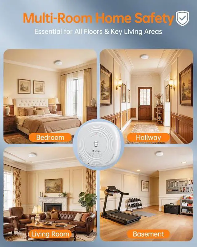 Alt view image 6 of 6 - Smoke Detector 10 Year Battery, photoelectric Smoke Alarm | ETL listed to UL 217 10th Ed. & CAN/ULC S531 5th Ed., 10-Year Sealed Battery, EOL alert, photoelectric, 85dB