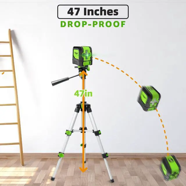 Alt view image 6 of 7 - Laser Level, 100Ft Self Leveling Green Cross Line Laser for Picture Hanging, Tile, Decoration & DIY Construction 360° Magnetic Base & AA Battery, Indoor Use
