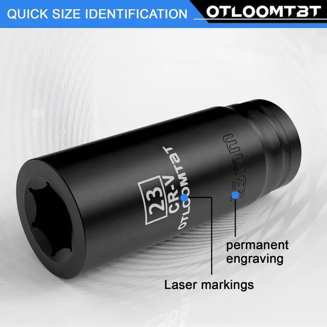 Alt view image 4 of 7 - 32PCS Impact Socket Set 1/2" Drive Metric & SAE Deep Sockets | Heavy Duty CR-V Steel Construction with Extension Bar, 6-Point Design, Laser Markings & Storage Case for Auto Repair