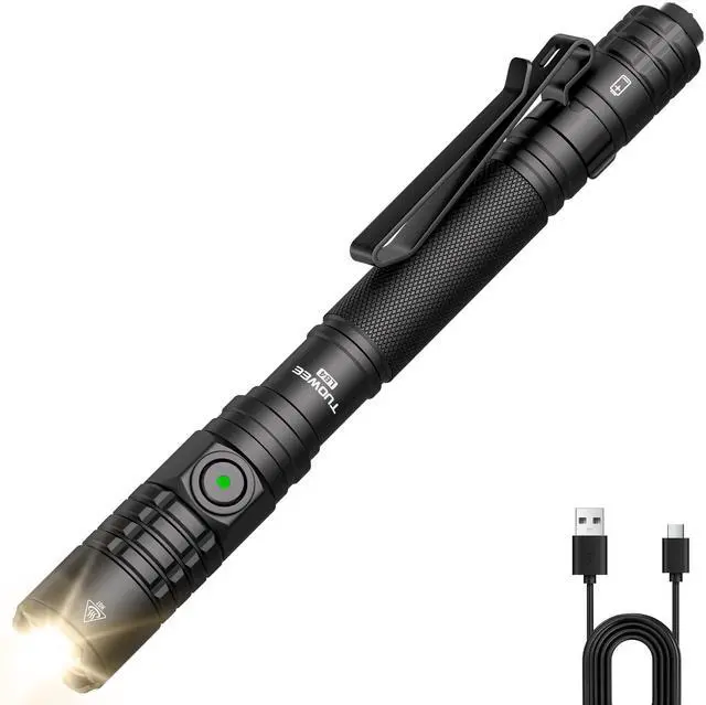 Main image of EDC Tactical Flashlight Rechargeable,Dual Modes 1500 High Lumens Pen Flashlight, Dual Switch Pocket LED Flashlight, Super Bright Small Flash Light for Emergency, Camping, Home