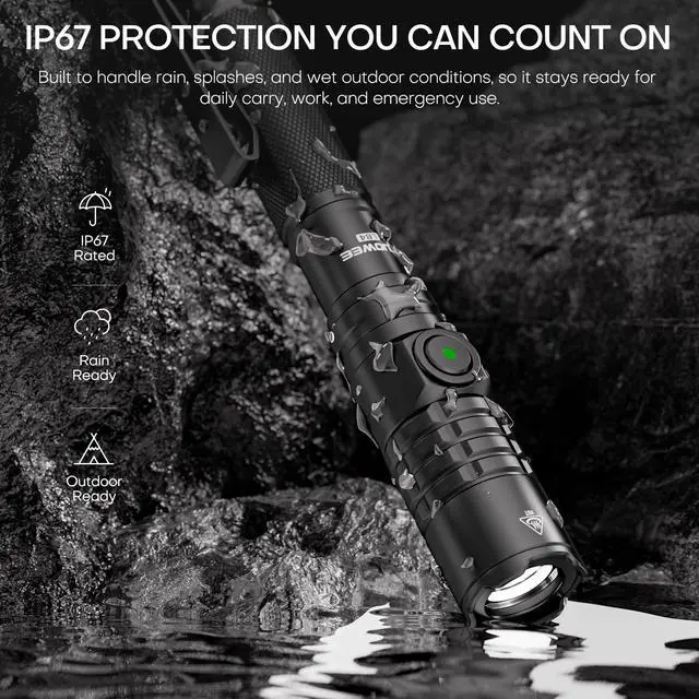 Alt view image 6 of 7 - EDC Tactical Flashlight Rechargeable,Dual Modes 1500 High Lumens Pen Flashlight, Dual Switch Pocket LED Flashlight, Super Bright Small Flash Light for Emergency, Camping, Home