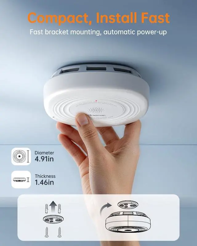 Alt view image 5 of 6 - Smoke Detector Carbon Monoxide Detector Combo 10 Year Battery | ETL listed to UL 217 10th Ed. & UL 2034 5th Ed., 10-year sealed battery, EOL alert, photoelectric, electrochemical CO, 85dB