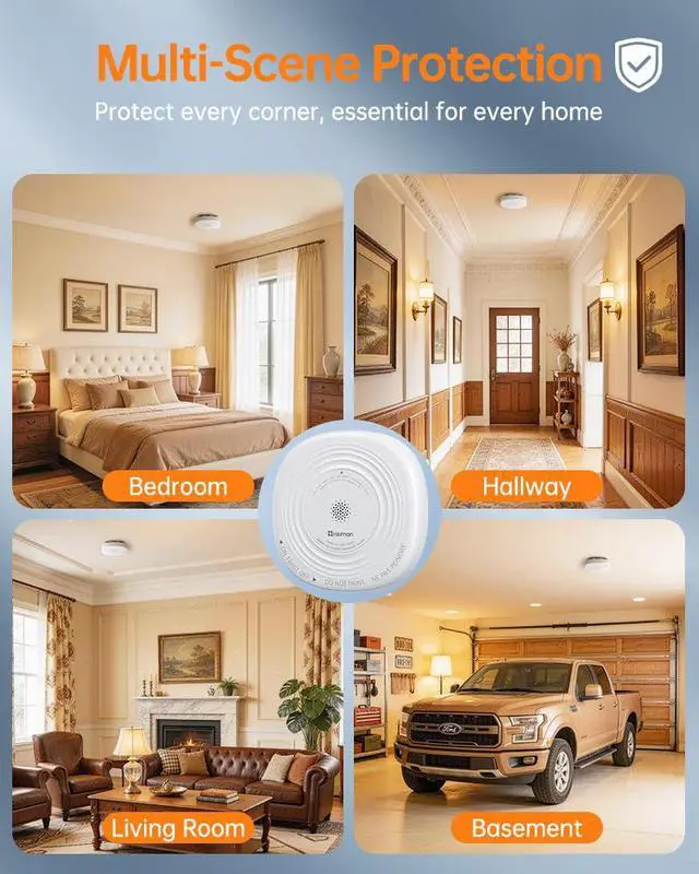 Alt view image 6 of 6 - Smoke Detector Carbon Monoxide Detector Combo 10 Year Battery | ETL listed to UL 217 10th Ed. & UL 2034 5th Ed., 10-year sealed battery, EOL alert, photoelectric, electrochemical CO, 85dB