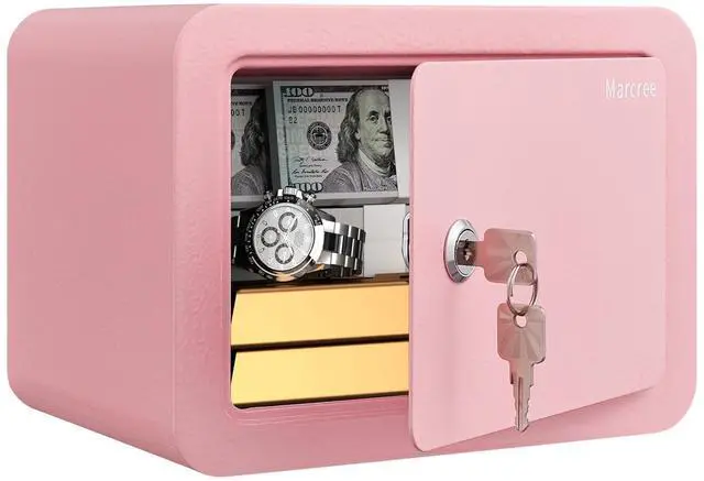 Main image of 0.23 Cubic Small Safe Box for Home, Mini Safes for Kids, Pink Safe | Security Cabinet Safes with Cutting-edge Bending, Lock Box with Keys for Money Cash, 6.69x 9.06x 6.69 Inches, Pink