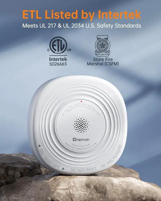 Alt view image 2 of 6 - Smoke Detector Carbon Monoxide Detector Combo 10 Year Battery | ETL listed to UL 217 10th Ed. & UL 2034 5th Ed., 10-year sealed battery, EOL alert, photoelectric, electrochemical CO, 85dB