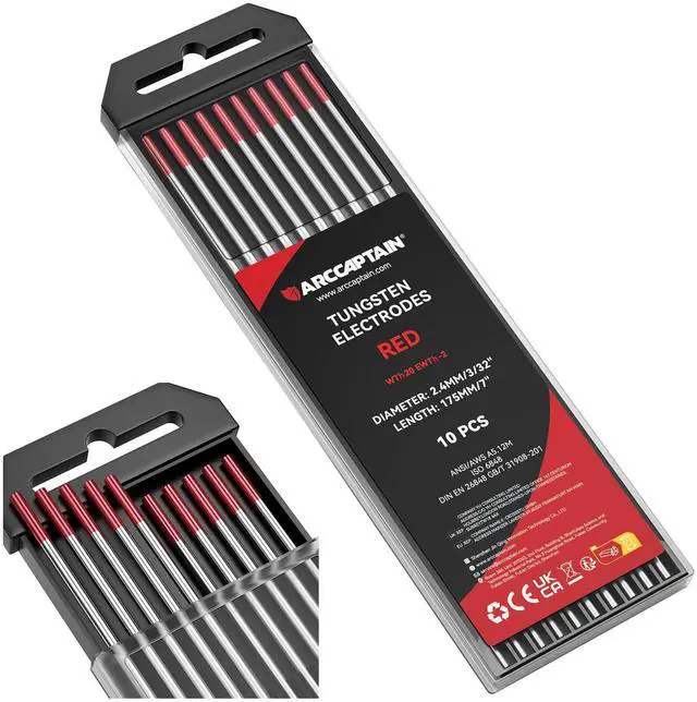 Main image of TIG Welding Tungsten Electrode 10-Pack 3/32"x 7"(Red, WT20/EWth-2) | WT20/EWth-2