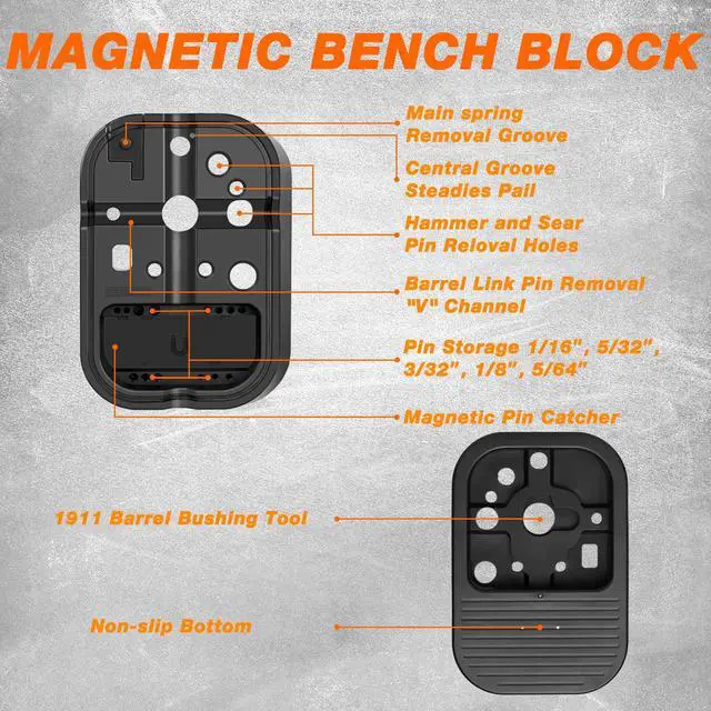 Alt view image 4 of 7 - 25pc Punch Set and Hammer, Roll Pin Punch Set with Bench Block | Complete Punch Set, Enhanced Magnetic Bench Block, 4 Replaceable Hammer Faces, Heat-Treated 40#Cr Steel, Compact Case
