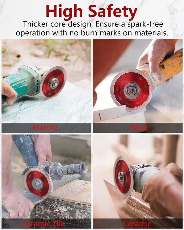 Alt view image 6 of 7 - 5Pcs 4.5" Diamond Saw Blades, Tile Cutting Blade for Angle Grinder | Clean Cuts with Less Chipping, Smooth Finish for Porcelain Ceramic Granite Tile Marble, Less-Wobble Core, Wet/Dry Cuts