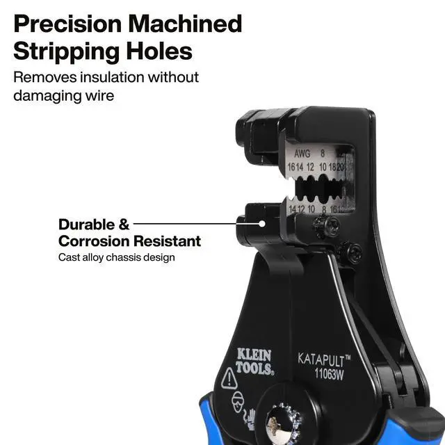 Alt view image 4 of 6 - 11063W Wire Cutter/Stripper, Heavy Duty Automatic Tool for 8-20 AWG Solid and 10-22 AWG Stranded Electrical Wire