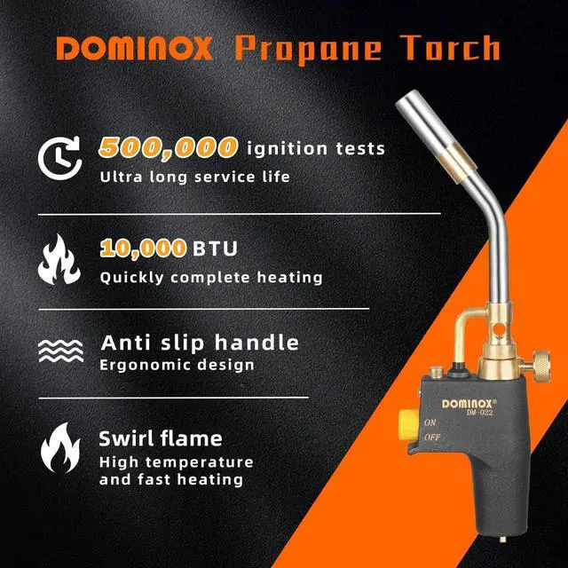 Alt view image 2 of 7 - Propane Torch Head, High Intensity Torch Head Trigger Start Gas Torch, Map Gas Torch Kit for Propane, Map and Mapp Gas, Mapp Gas Torch for Soldering, Welding, Cooking (Not Included Gas Tank)