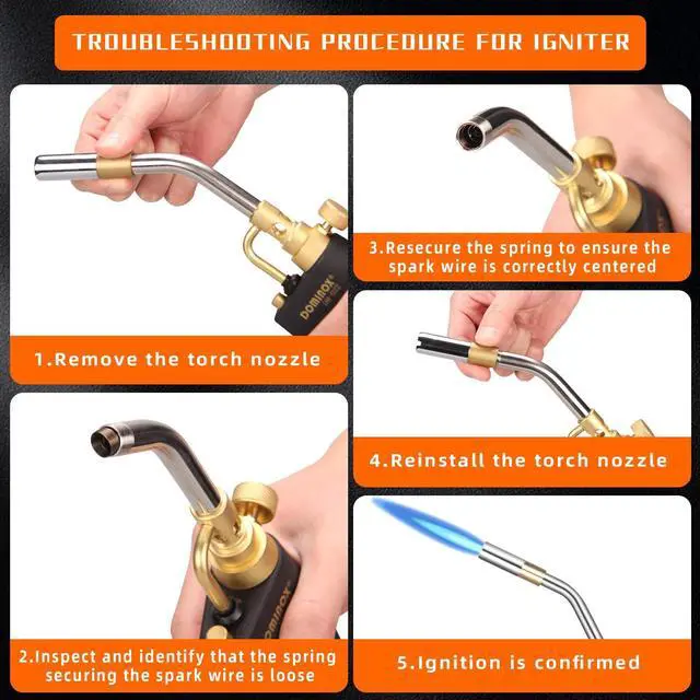 Alt view image 3 of 7 - Propane Torch Head, High Intensity Torch Head Trigger Start Gas Torch, Map Gas Torch Kit for Propane, Map and Mapp Gas, Mapp Gas Torch for Soldering, Welding, Cooking (Not Included Gas Tank)