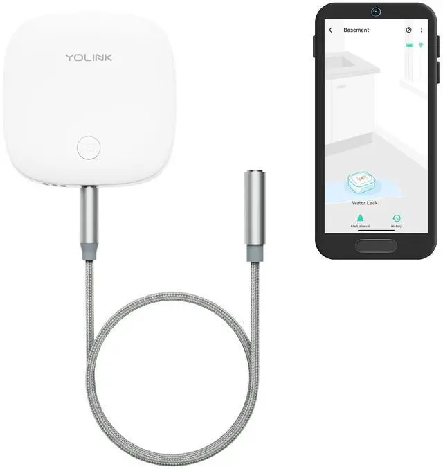 Main image of Water Leak Sensor 2,1/4 Mile World's Longest Range Smart Home Water Leak Sensor,Water Leak Detector with Built-in Siren Up to 105dB,Works with Alexa and IFTTT- Hub Required,YS7904-UC
