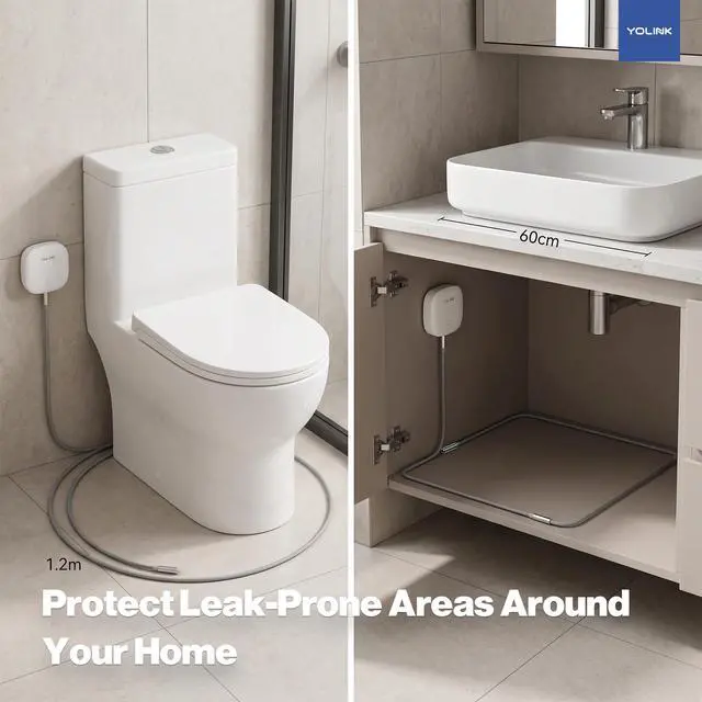 Alt view image 4 of 7 - Water Leak Sensor 2,1/4 Mile World's Longest Range Smart Home Water Leak Sensor,Water Leak Detector with Built-in Siren Up to 105dB,Works with Alexa and IFTTT- Hub Required,YS7904-UC