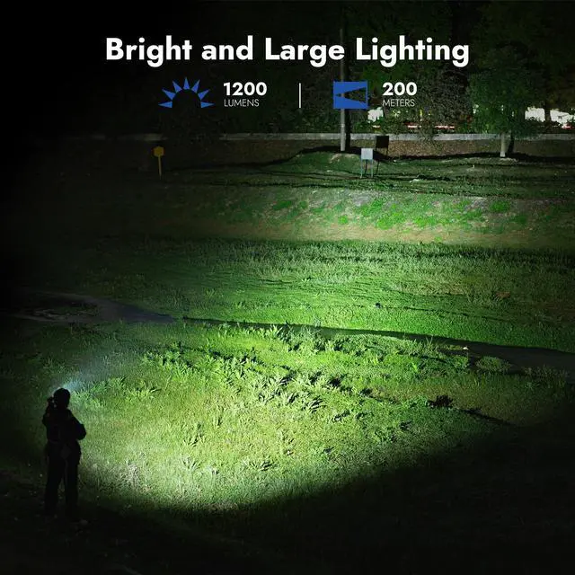 Alt view image 2 of 7 - L50 Rechargeable Tactical Flashlight, 1200 High Lumens Super Bright Handheld Flashlighs, IP68 with 5 Mode Pocket Light, LED Tail Switch Flash Light for Emergencie Camping Home Inspection Repair