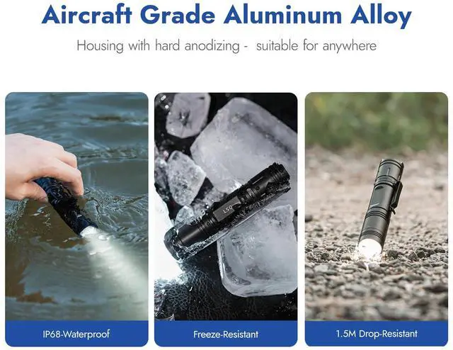 Alt view image 6 of 7 - L50 Rechargeable Tactical Flashlight, 1200 High Lumens Super Bright Handheld Flashlighs, IP68 with 5 Mode Pocket Light, LED Tail Switch Flash Light for Emergencie Camping Home Inspection Repair