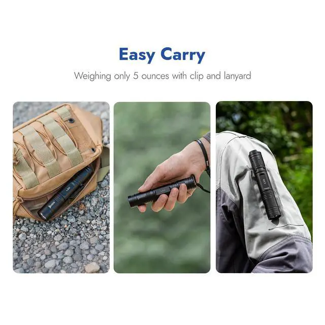 Alt view image 7 of 7 - L50 Rechargeable Tactical Flashlight, 1200 High Lumens Super Bright Handheld Flashlighs, IP68 with 5 Mode Pocket Light, LED Tail Switch Flash Light for Emergencie Camping Home Inspection Repair