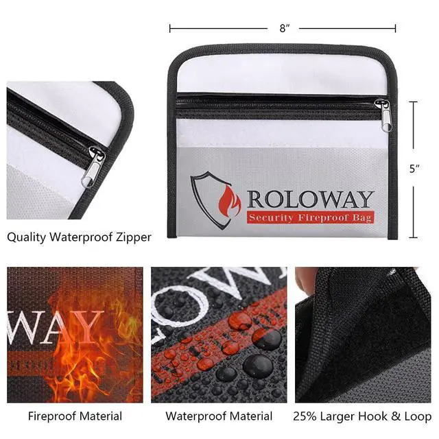 Alt view image 2 of 6 - Small Fireproof Bag (5 x 8 inches), Non-itchy Fireproof Money Bag for Cash, Valuables, Passport, Currency & Keys (2-Pack)