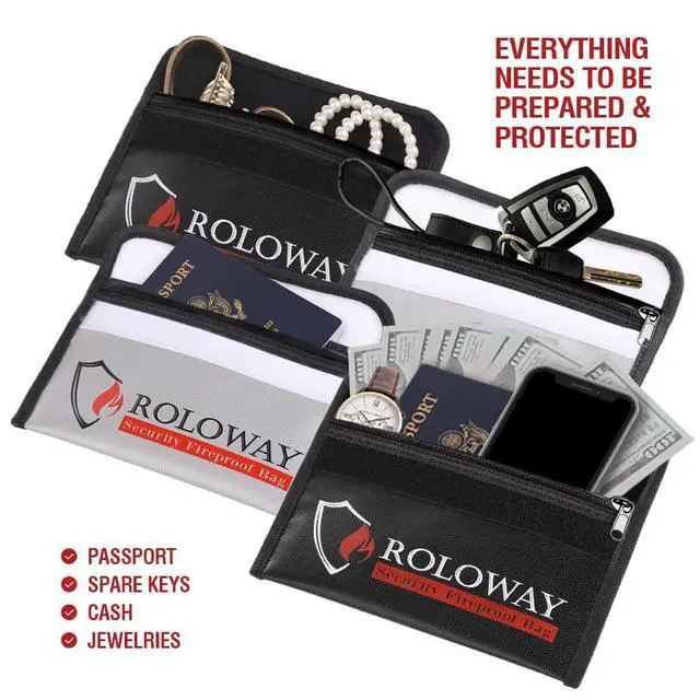 Alt view image 4 of 6 - Small Fireproof Bag (5 x 8 inches), Non-itchy Fireproof Money Bag for Cash, Valuables, Passport, Currency & Keys (2-Pack)