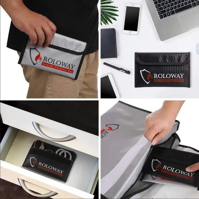 Alt view image 6 of 6 - Small Fireproof Bag (5 x 8 inches), Non-itchy Fireproof Money Bag for Cash, Valuables, Passport, Currency & Keys (2-Pack)