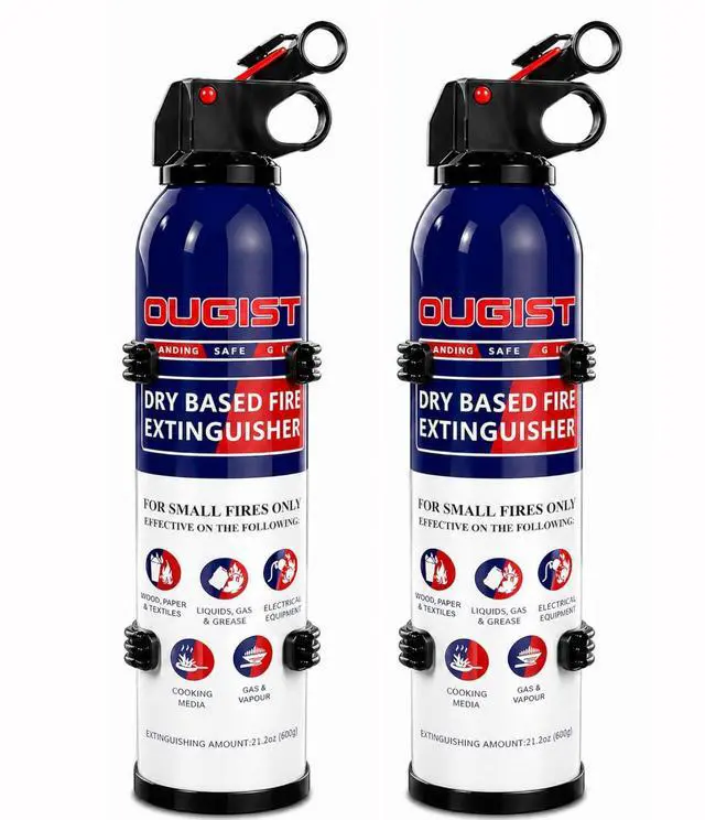Main image of ABC Fire Extinguisher for Home & Vehicle - Portable Dry Chemical Fire Extinguisher | Grease & Electrical Fire Extinguisher for Kitchen, Car, Easy for All Ages to Use (2-Pack, 1.32lb Each)