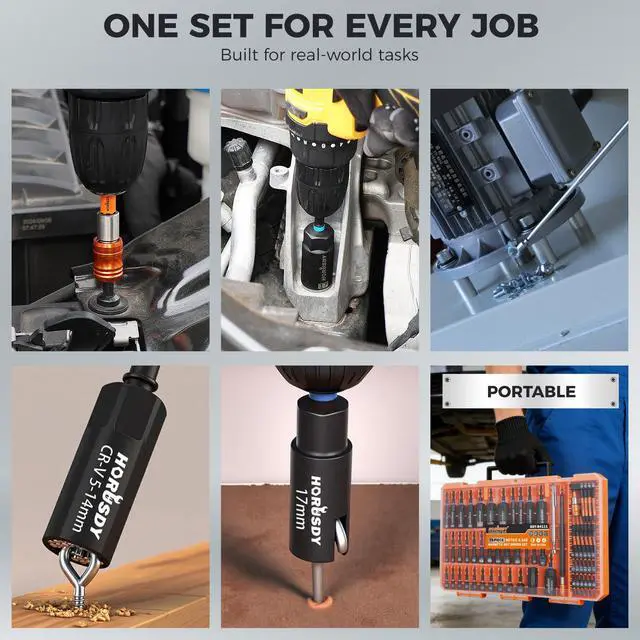 Alt view image 2 of 7 - Upgraded 79-Piece Magnetic Impact Nut Driver Set, Metric & SAE with 3LB Magnetic Pickup Tool, Socket Adapters, Wing Nut Driver, Universal Sockets, Quick-Change Bit Holder & Extensions, Power Bits