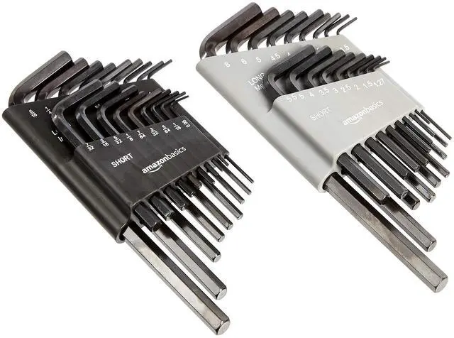 Main image of 36-Piece Allen Wrench/Hex Key Set, SAE & Metric Sizes, Chrome Vanadium Steel with Long Arm, 2 Organized Storage Cases