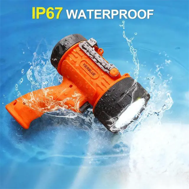 Alt view image 4 of 7 - Rechargeable Spotlight,Handheld Rechargeable Flashlight 200,000 Lumens LED, IP67 Waterproof 12 Hours Running for Boating, Camping, Hunting