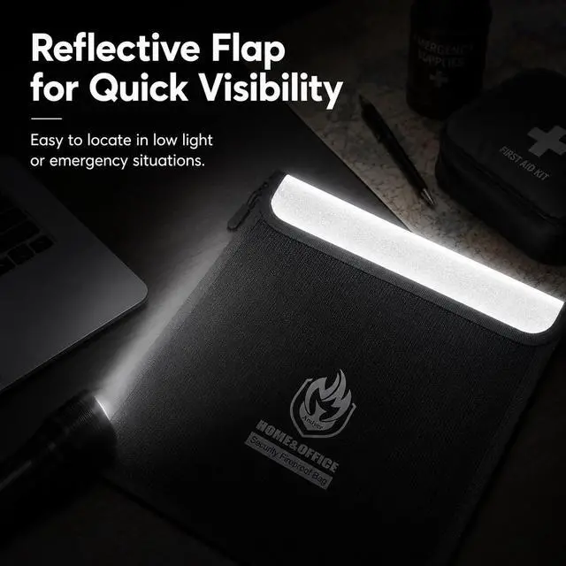 Alt view image 4 of 7 - 4 Pack Fireproof Document Bags (5200), Waterproof Document Holder | Multi-Size Fire Proof Bag for Documents with Reflective Strip, Fireproof Money Bag for Cash, Important Papers, Legal/A4 Size