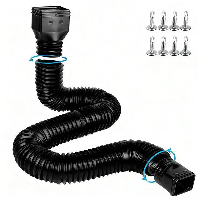 Main image of 16.5ft Long Gutter Downspout Extensions Flexible, 4" Diameter Drain Downspout Extender, Down Spout Drain Extender for Rainwater Drainage, Extendable from 3.4ft to 16.5ft(1Pack Black)
