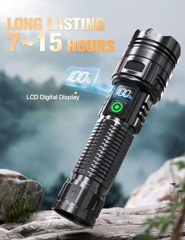 Alt view image 4 of 7 - USB C Rechargeable Flashlights High Lumens 100000 2 Modes High/Low | Super Bright 30W LEDLong Distance & Long Lasting 15H, with Strong Magnet & Clip, 6.41 inch Long, for Hiking Travel Camping