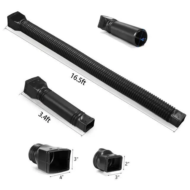Alt view image 6 of 6 - 16.5ft Long Gutter Downspout Extensions Flexible, 4" Diameter Drain Downspout Extender, Down Spout Drain Extender for Rainwater Drainage, Extendable from 3.4ft to 16.5ft(1Pack Black)
