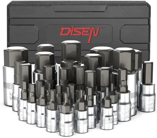 Main image of 32-Piece HEX Bit Socket Set | SAE & Metric Allen Wrench Socket Set with Enhanced Storage Case, Premium Heat Treated Chrome Vanadium Steel & S2 Alloy Steel