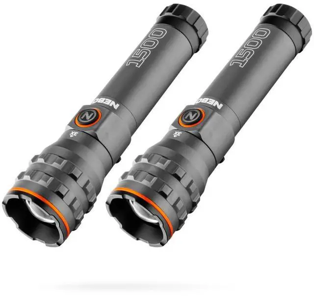 Main image of 1500 Lumen EDC Flashlights, 2-Pack, Powerful & Compact | 1500 Lumen LED Compact Flashlights, USB-C Rechargeable, 4 Light Modes, 3X Zoom, 14 Hour Run Time, IPX7 Waterproof, Value Pack