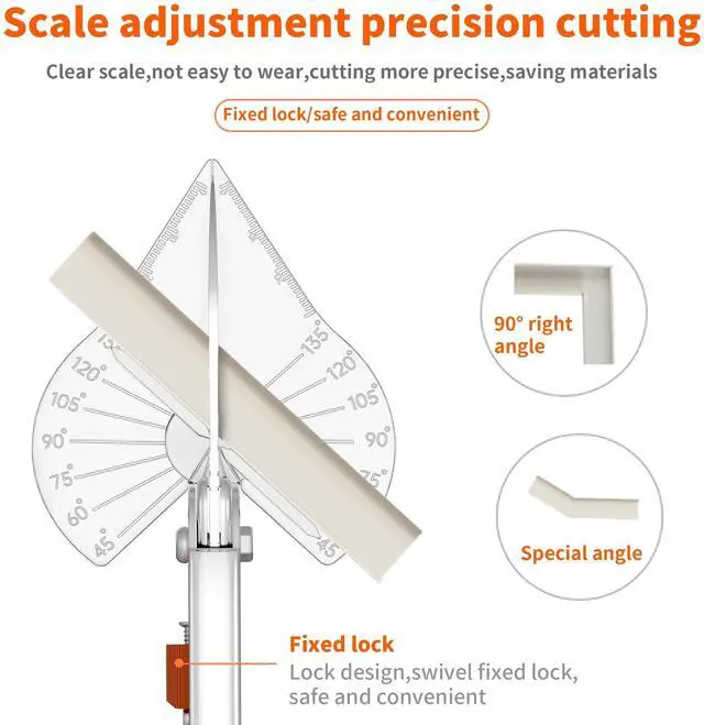 Alt view image 4 of 7 - Miter Shears, 45-135 Degree Adjustable Angle Scissors, Quarter Round Cutter Tool with Spare SK5 Blades, Trunking Shears for Cutting PVC, Trim and Softwood Moulding (Not for Hardwood)
