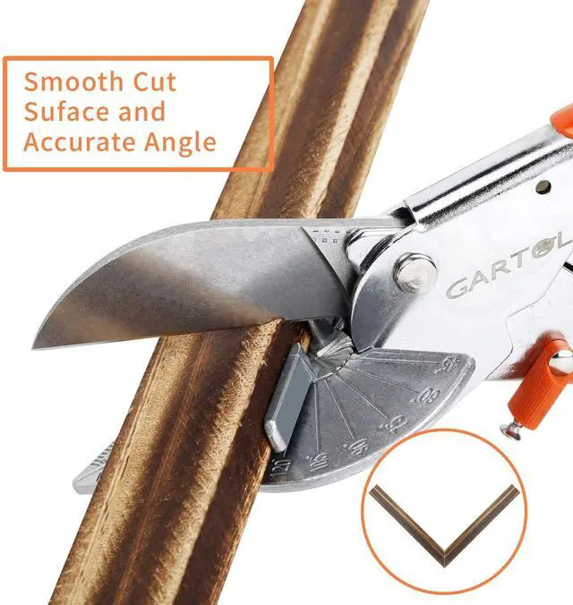 Alt view image 7 of 7 - Miter Shears, 45-135 Degree Adjustable Angle Scissors, Quarter Round Cutter Tool with Spare SK5 Blades, Trunking Shears for Cutting PVC, Trim and Softwood Moulding (Not for Hardwood)